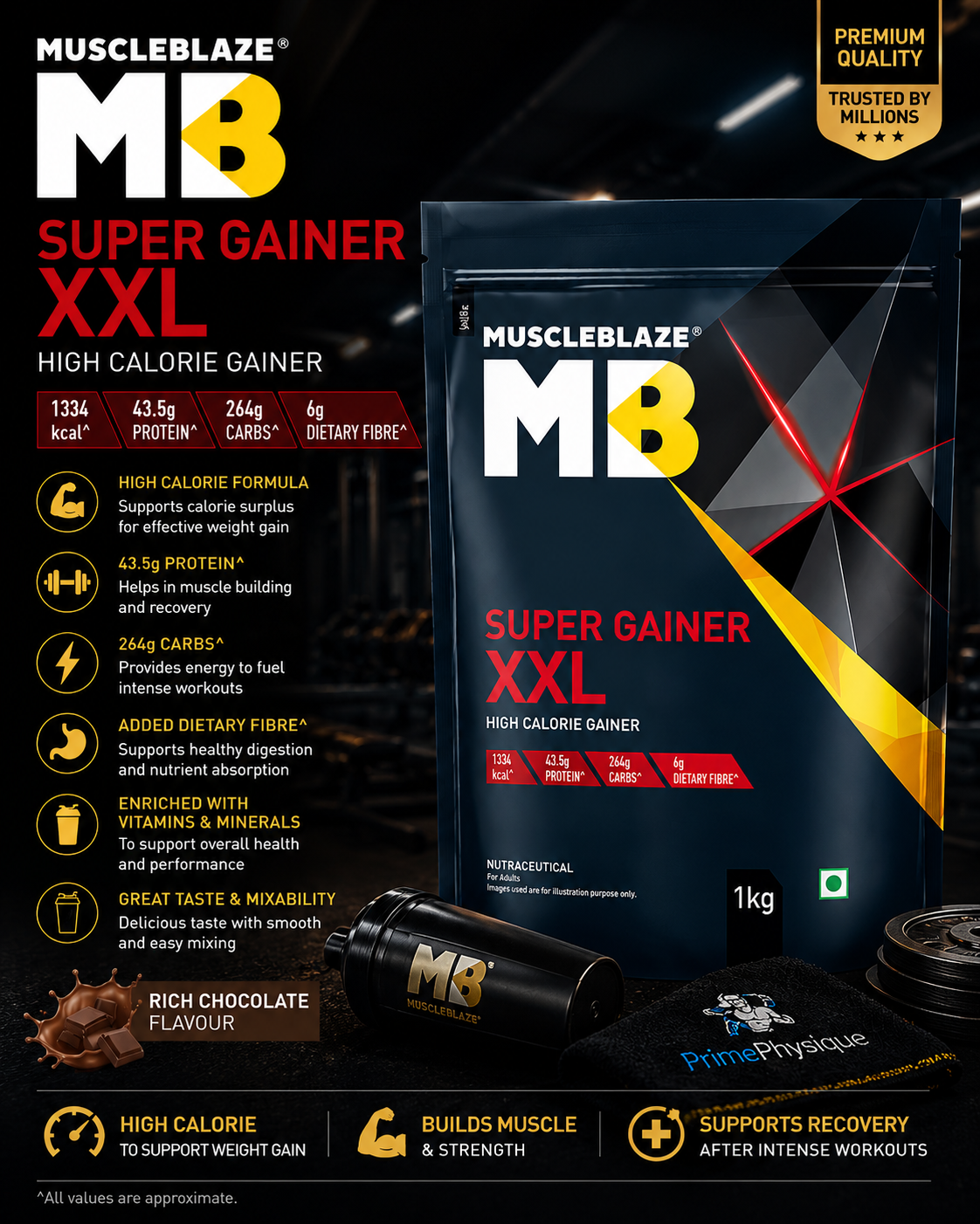 MuscleBlaze Super Gainer XXL Weight Gainer I 2kg I Cookie & Cream