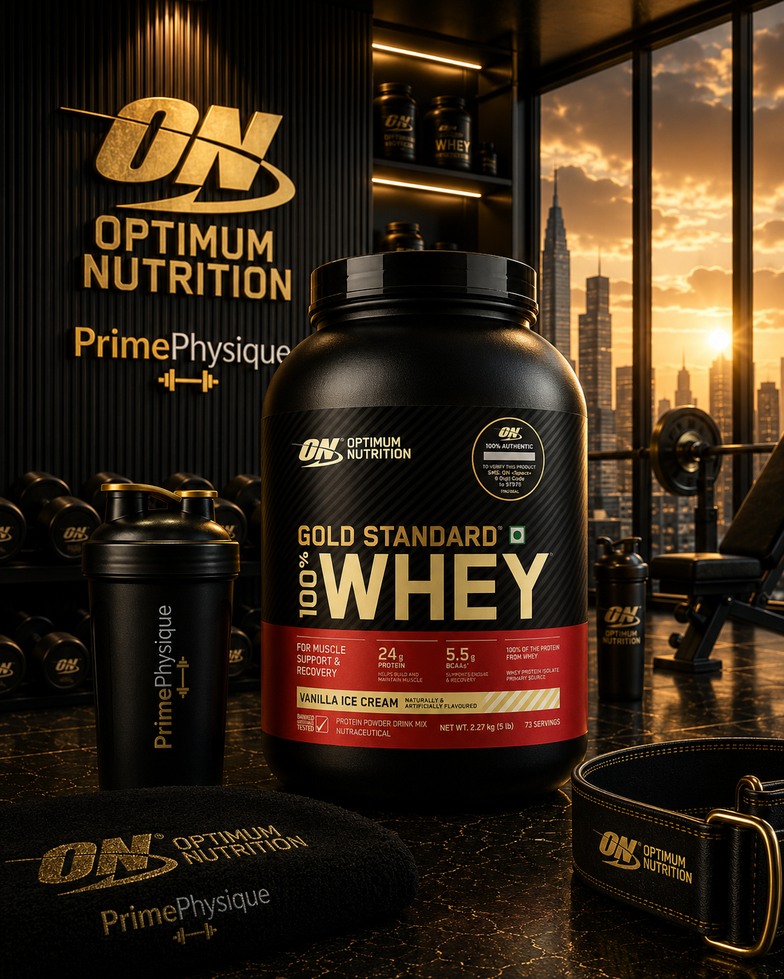 Optimum Nutrition Gold Standard 100% Whey Protein I 2.27Kg I Vanilla Ice Cream