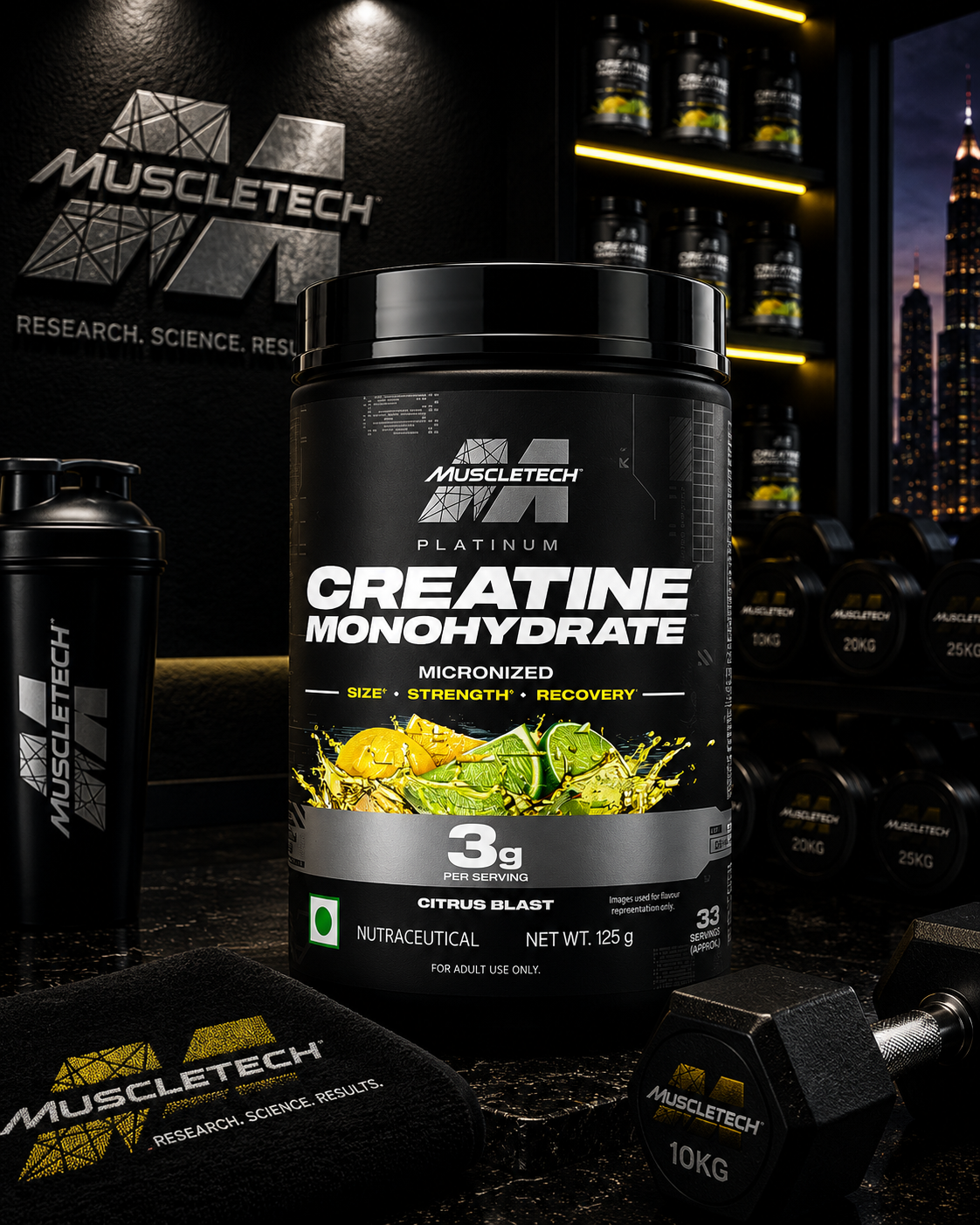 MuscleTech Platinum Creatine Monohydrate I 315g I Citrus Blast (83 Servs)