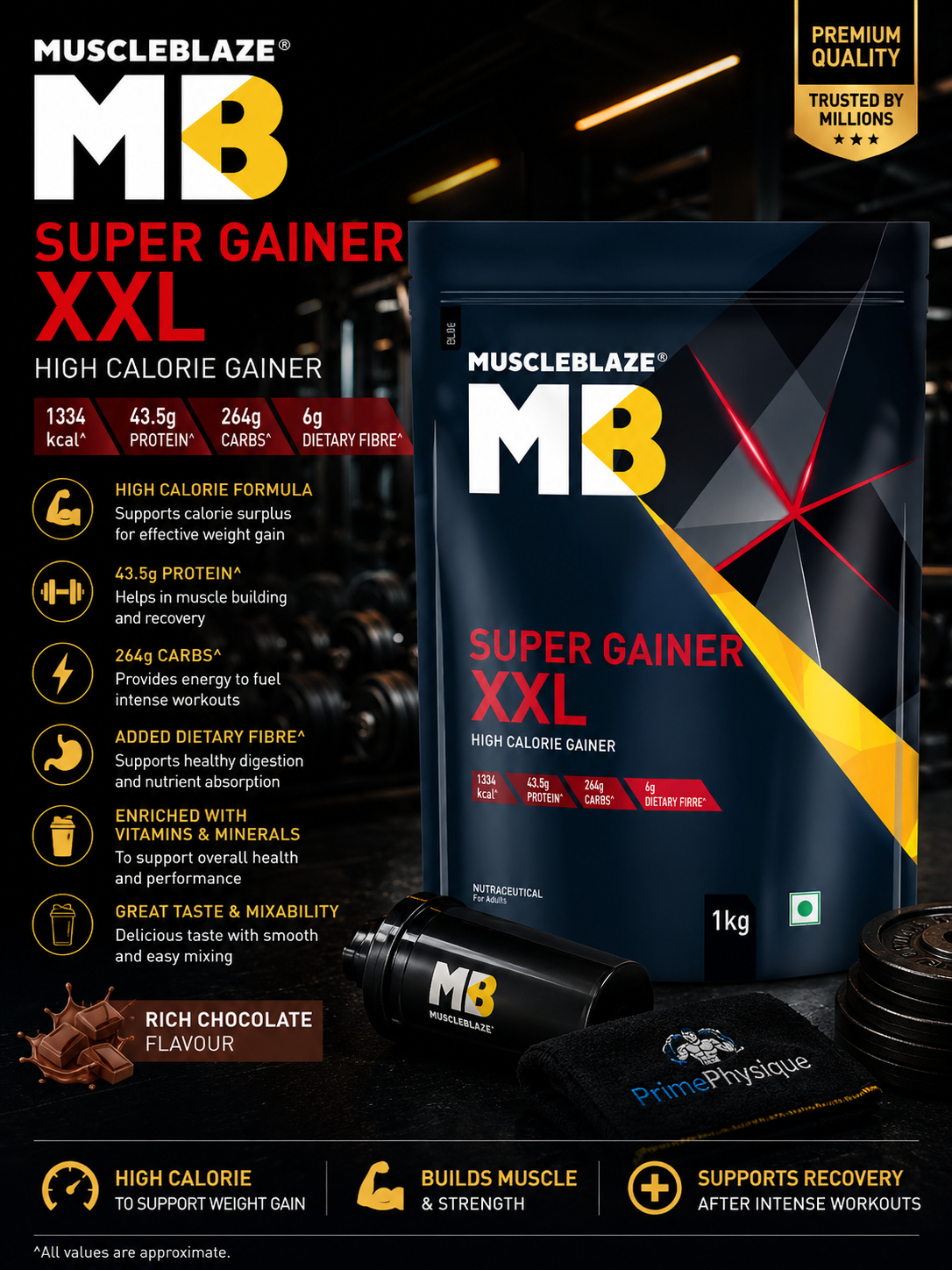 MuscleBlaze Super Gainer XXL Weight Gainer I 2kg I Chcolate