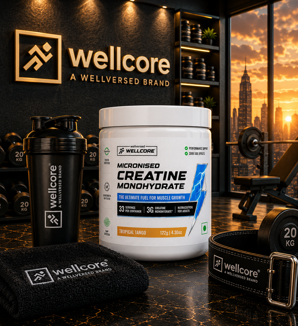 Wellcore Pure Micronised Creatine Monohydrate I 122g I Tropical Tango