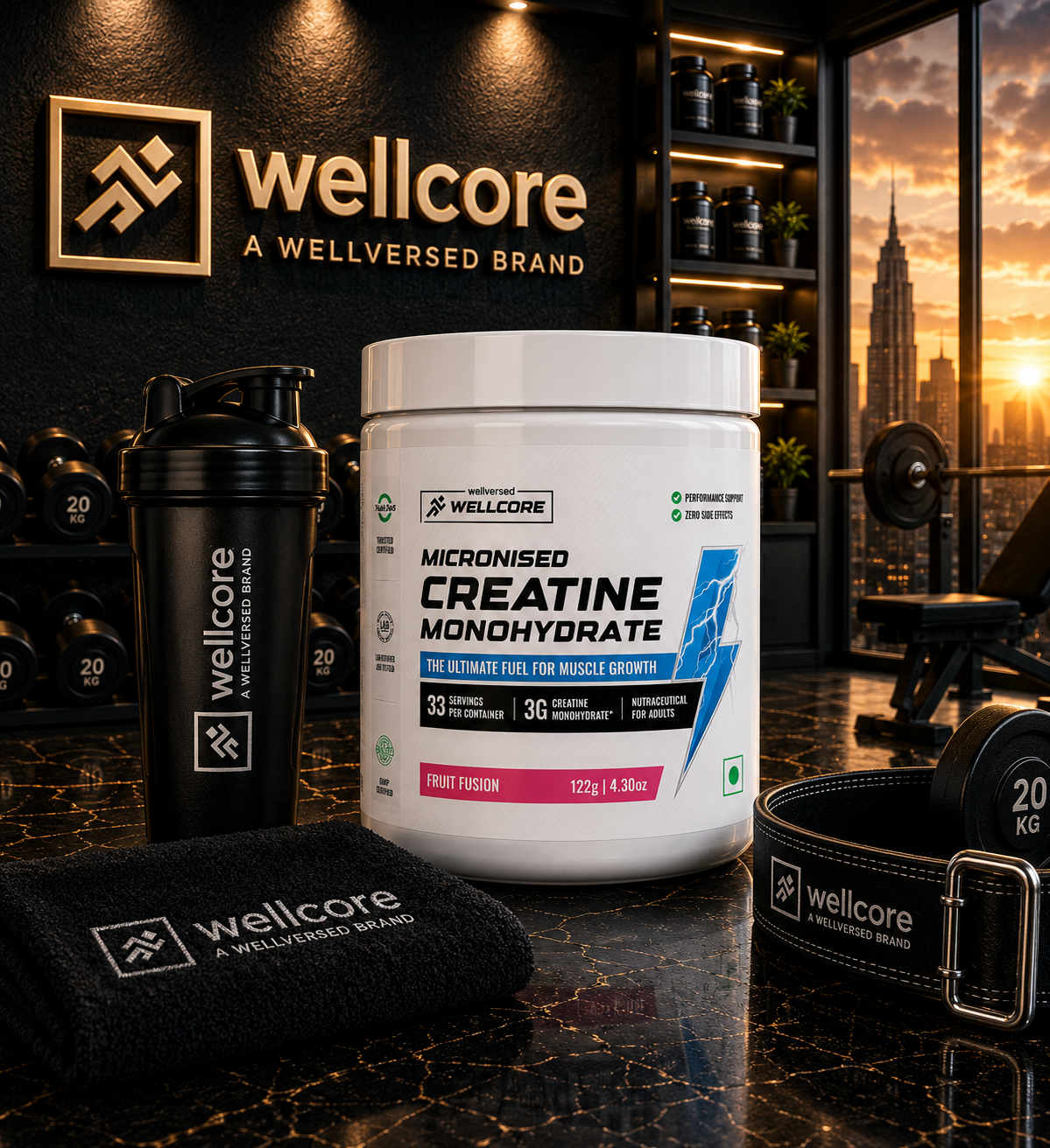 Wellcore Pure Micronised Creatine Monohydrate I 122g I Fruit Fusion