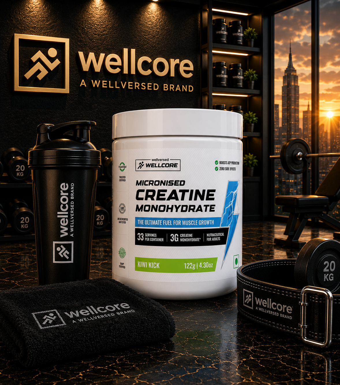 Wellcore Pure Micronised Creatine Monohydrate I 122g I Kiwi Kick