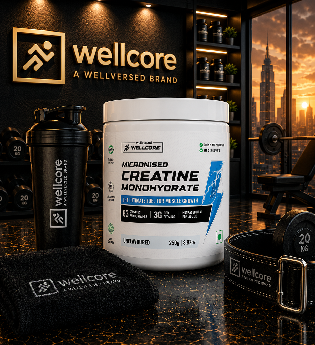 Wellcore Pure Micronised Creatine Monohydrate I 250g I Unflavoured