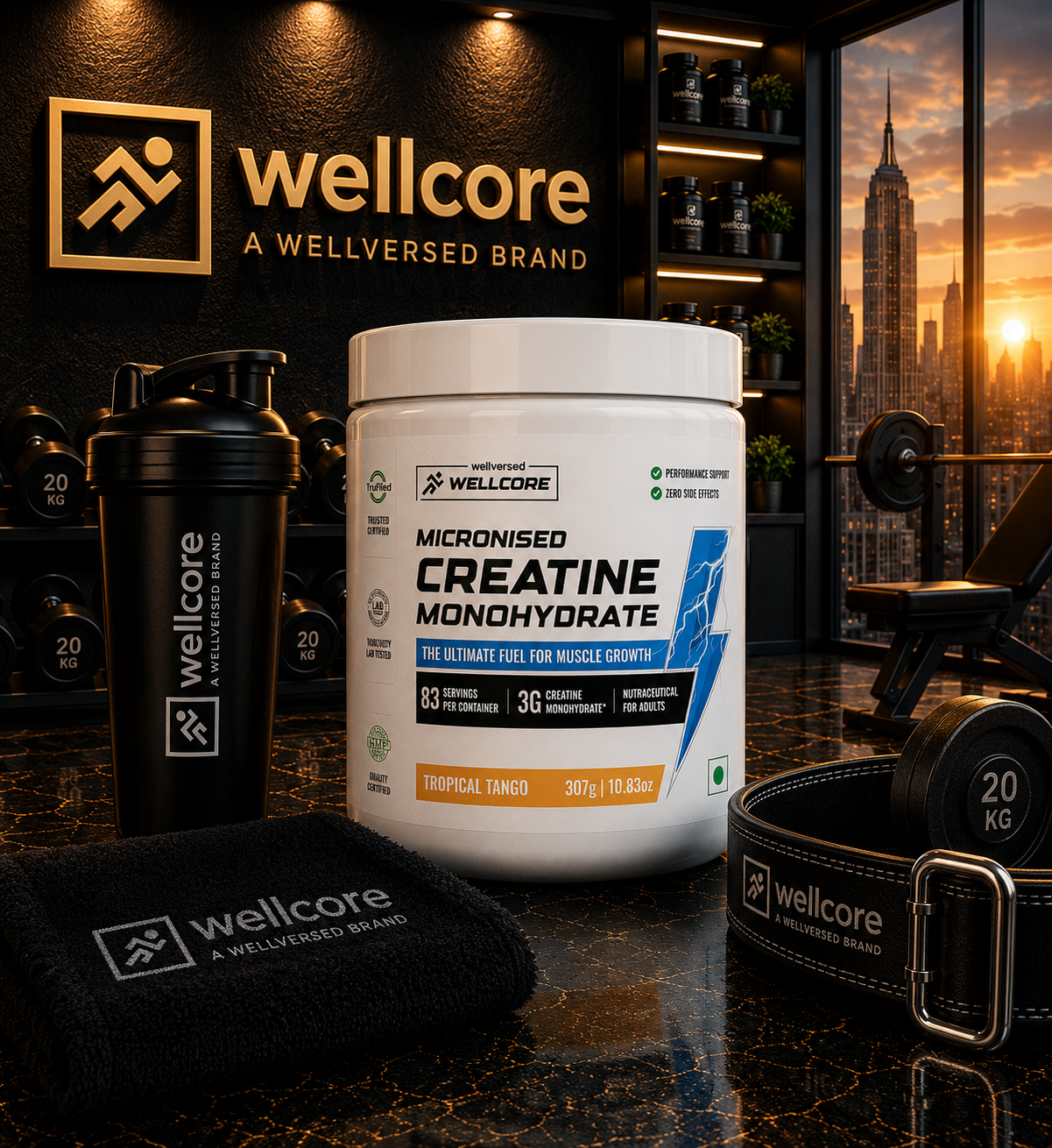 Wellcore Pure Micronised Creatine Monohydrate I 374g I Tropical Tango