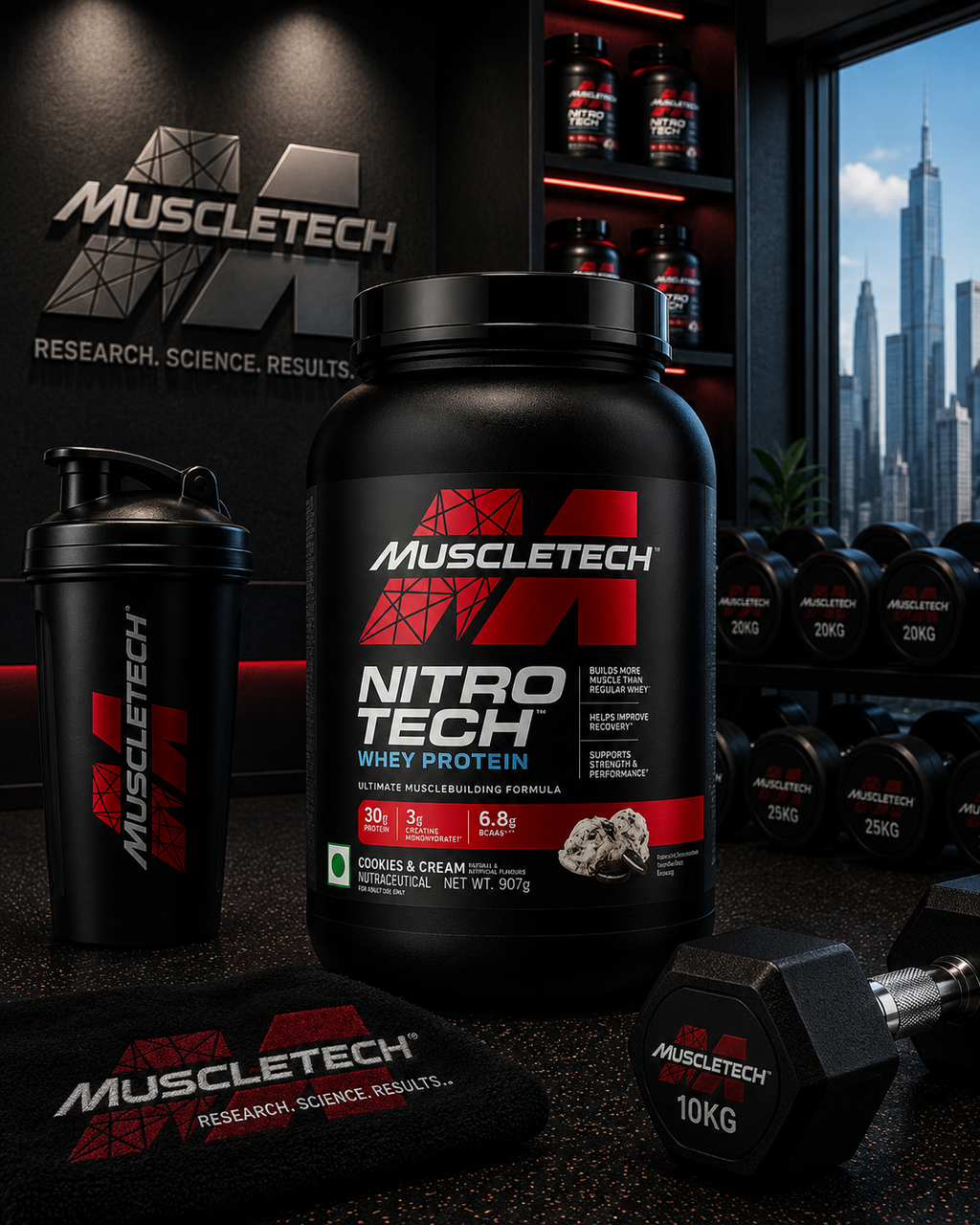 MuscleTech Nitro-Tech Whey Protein I 907g I Cookie &  Cream