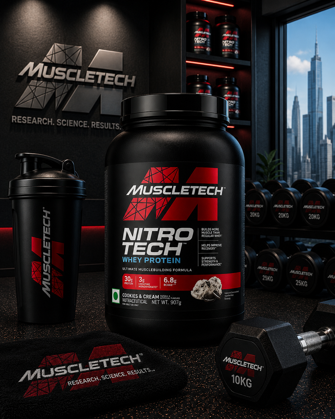 MuscleTech Nitro-Tech Whey Protein I 907g I Cookie &  Cream