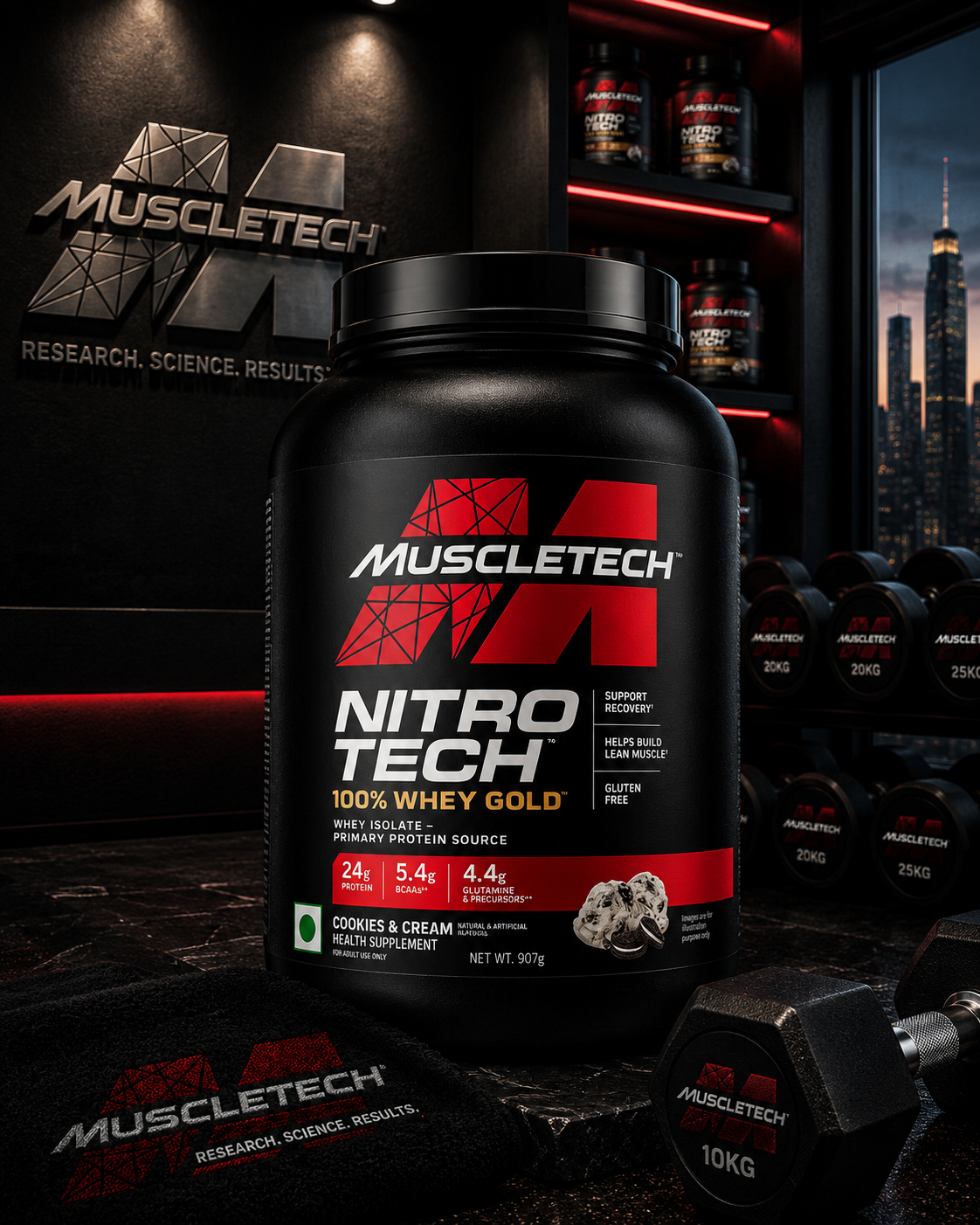 MuscleTech Nitro-Tech Whey Gold I 907g I Cookies & Cream