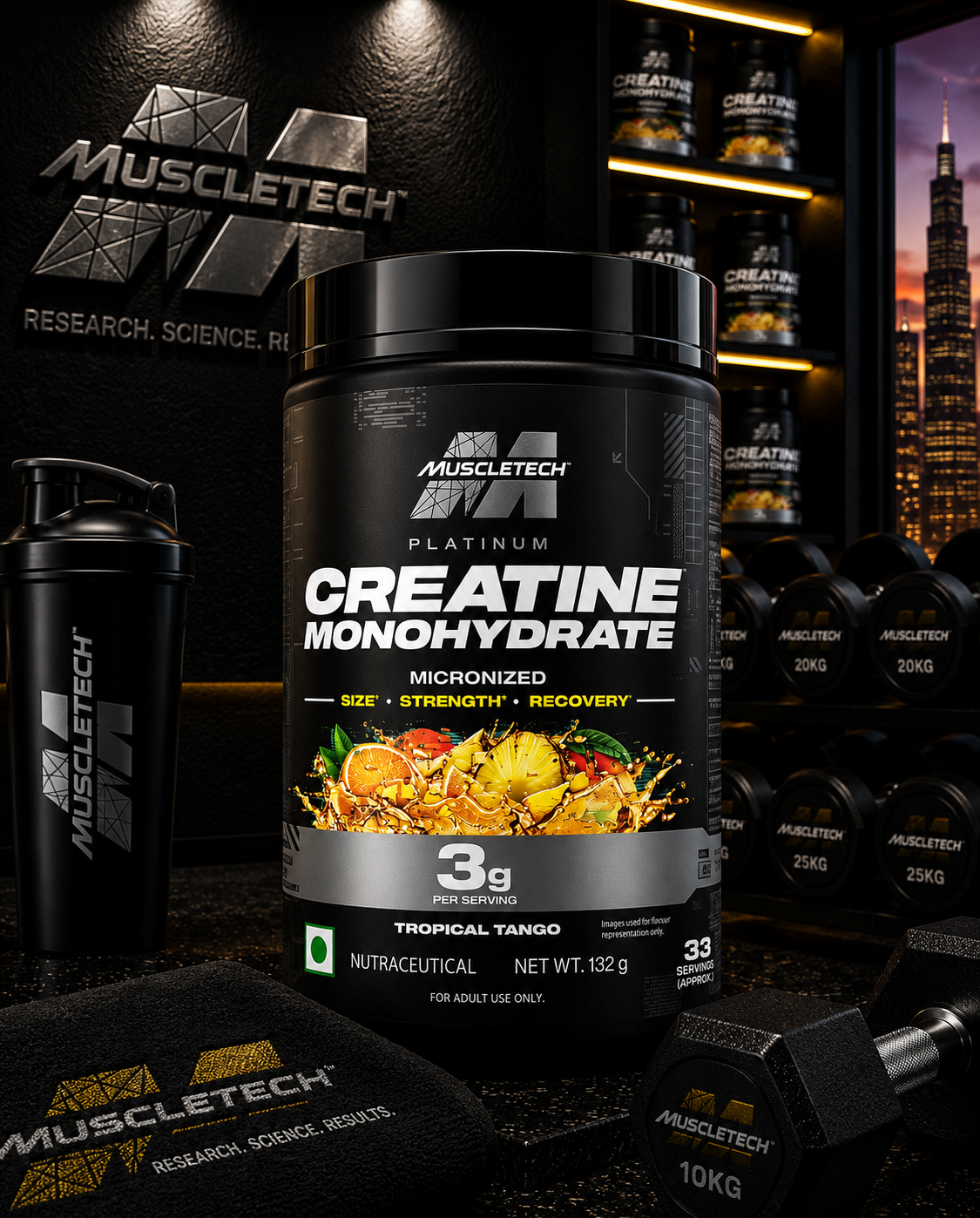 MuscleTech Platinum Creatine Monohydrate I 315g I Tropical Tango (83 Servs)