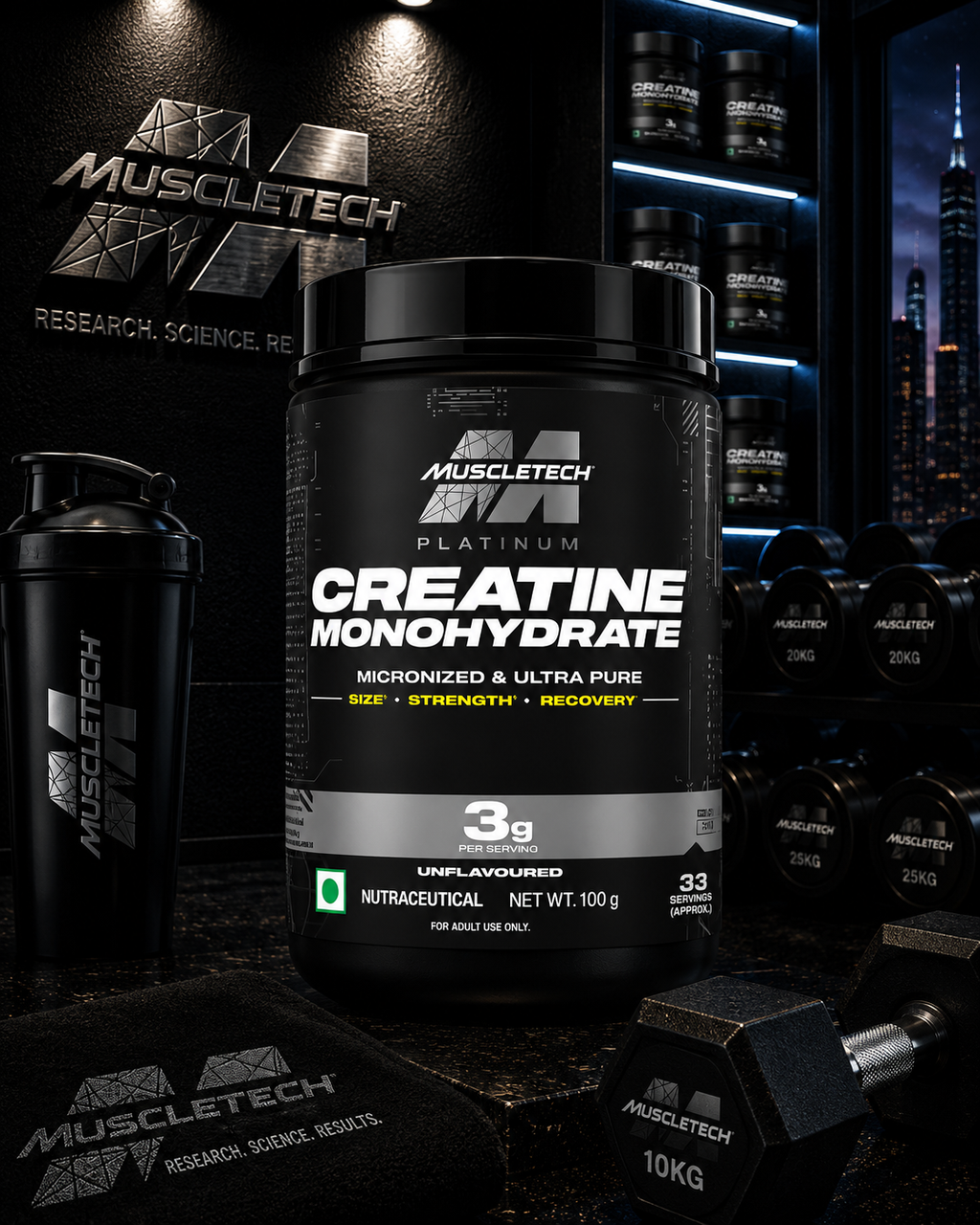 MuscleTech Platinum Creatine Monohydrate I 100g I Unflavoured  (33 Servs)