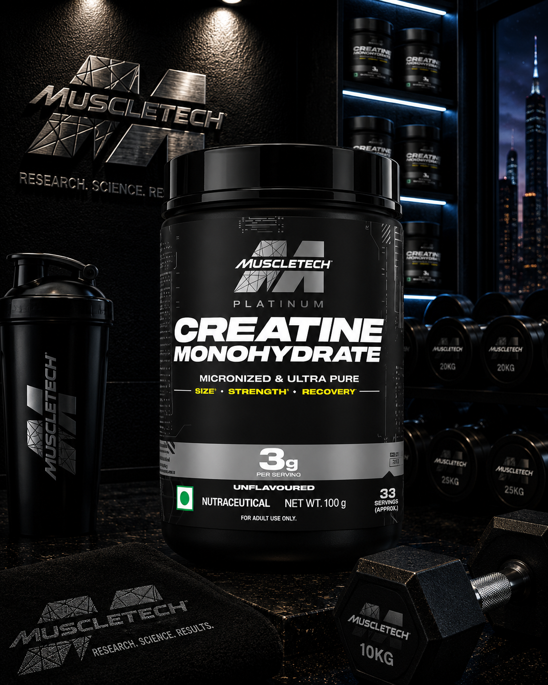 MuscleTech Platinum Creatine Monohydrate I 100g I Unflavoured  (33 Servs)