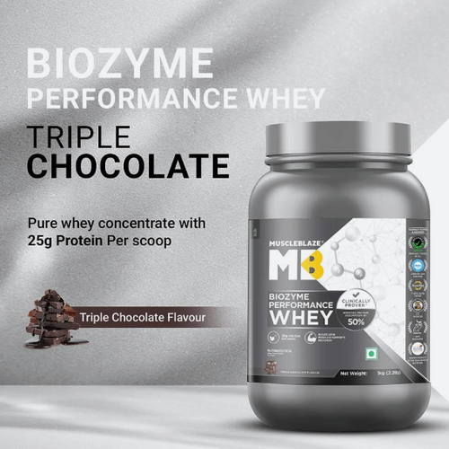 MuscleBlaze Biozyme Performance Whey I 1kg I Triple Chocolate