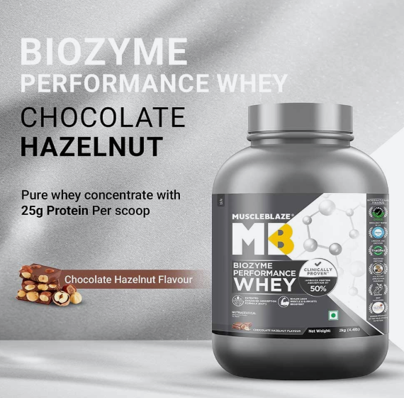 MuscleBlaze Biozyme Performance Whey I 2kg I Chocolate Hazelnut