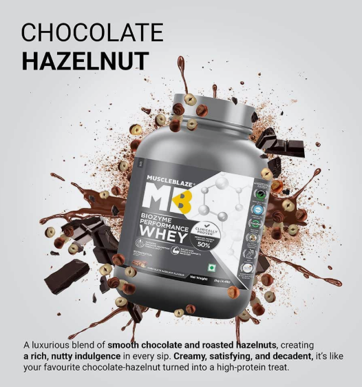 MuscleBlaze Biozyme Performance Whey I 2kg I Chocolate Hazelnut