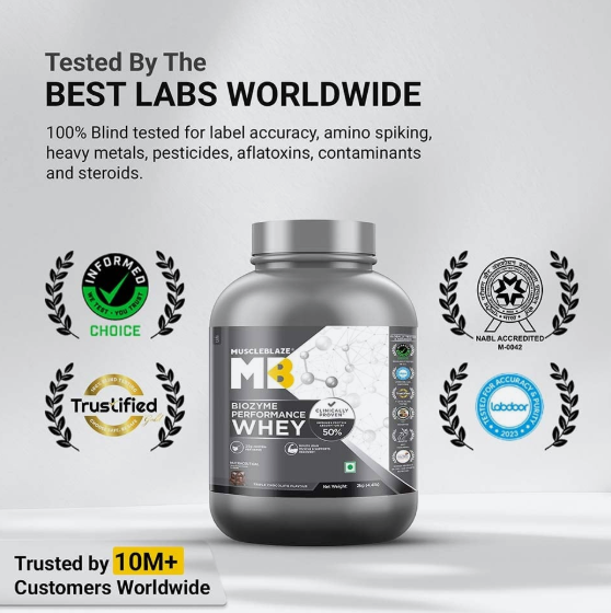 MuscleBlaze Biozyme Performance Whey I 2kg I Triple Chocolate