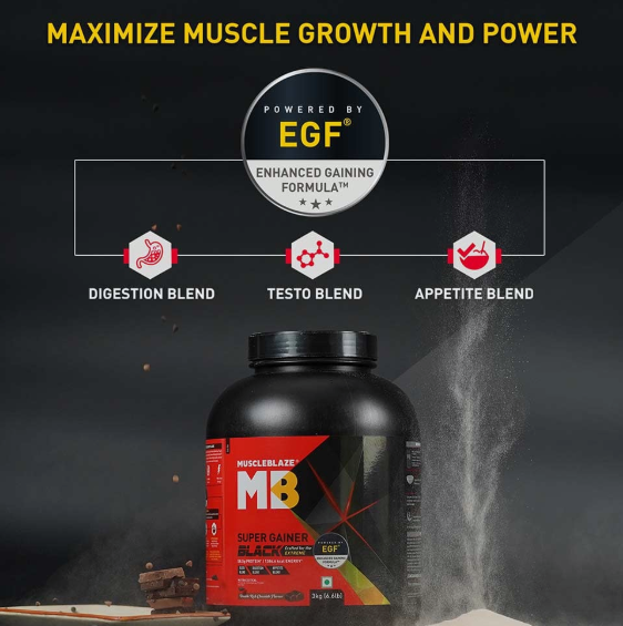 MuscleBlaze Super Gainer Black I 3kg I Double Rich Chocolate