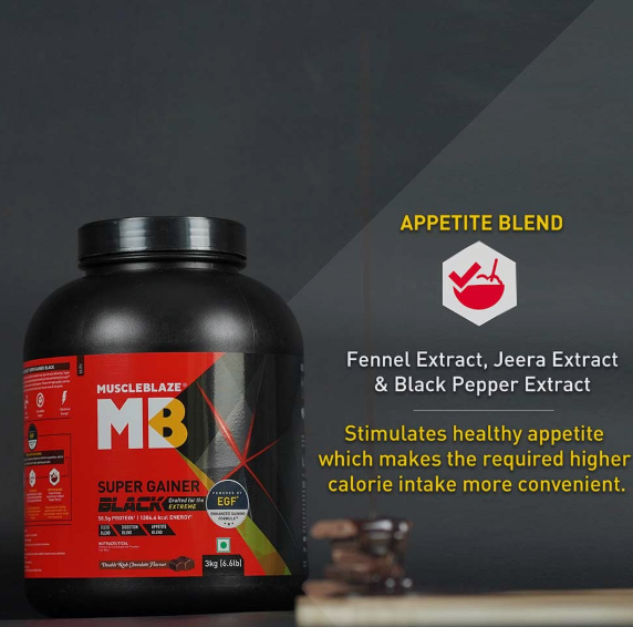 MuscleBlaze Super Gainer Black I 3kg I Double Rich Chocolate