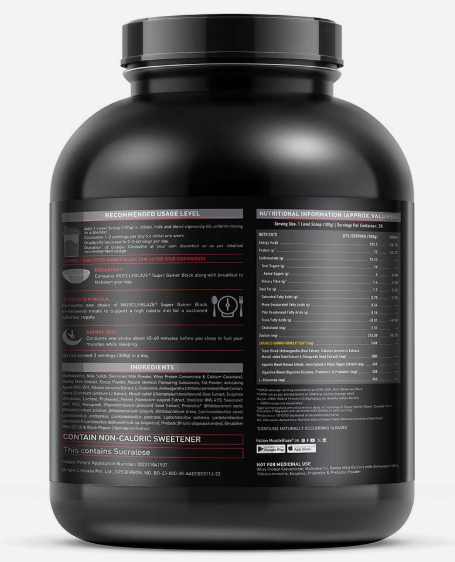 MuscleBlaze Super Gainer Black I 3kg I Double Rich Chocolate