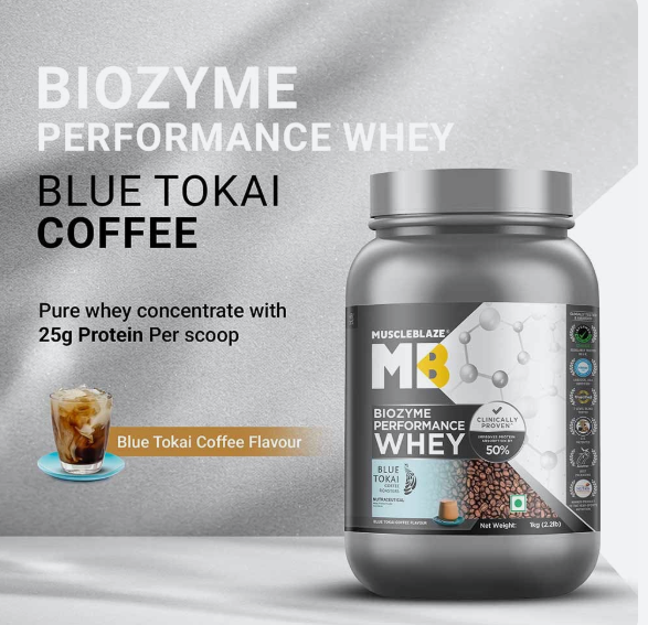 MuscleBlaze Biozyme Performance Whey I 1kg I Blue Tokai Coffee