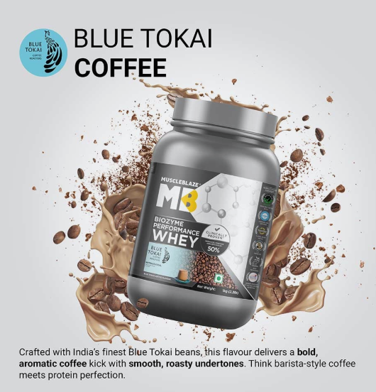 MuscleBlaze Biozyme Performance Whey I 1kg I Blue Tokai Coffee