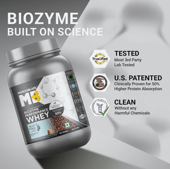 MuscleBlaze Biozyme Performance Whey I 1kg I Blue Tokai Coffee