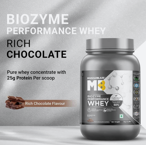 MuscleBlaze Biozyme Performance Whey I 1kg I Rich Chocolate