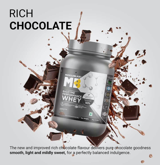 MuscleBlaze Biozyme Performance Whey I 1kg I Rich Chocolate