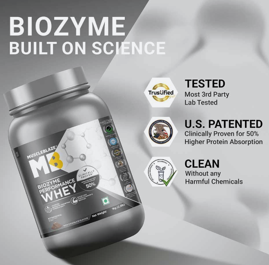 MuscleBlaze Biozyme Performance Whey I 1kg I Rich Chocolate