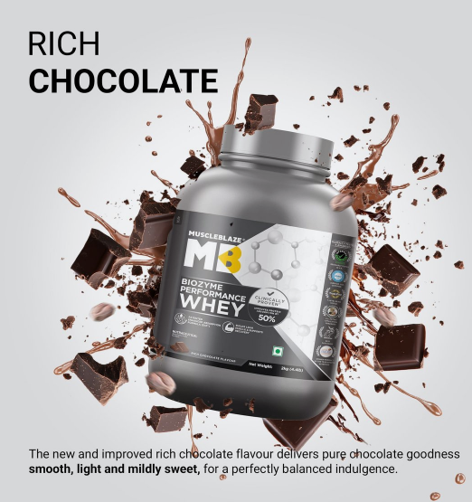 MuscleBlaze Biozyme Performance Whey I 2kg I Rich Chocolate