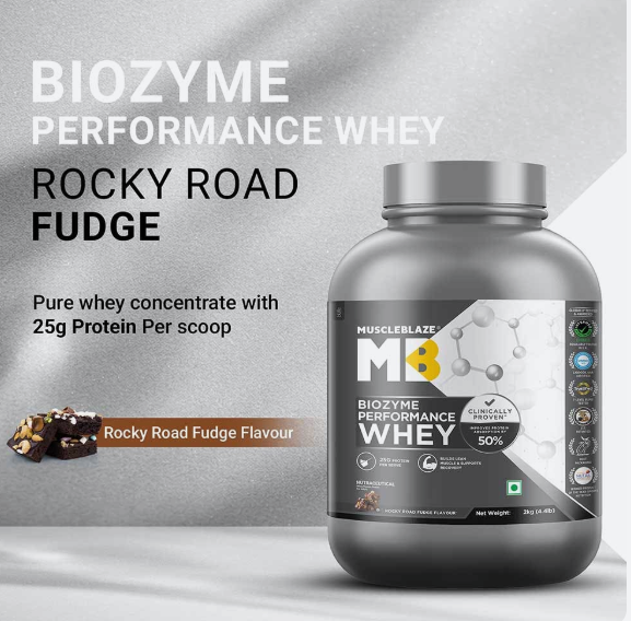 MuscleBlaze Biozyme Performance Whey I 2kg I Rocky Road Fudge