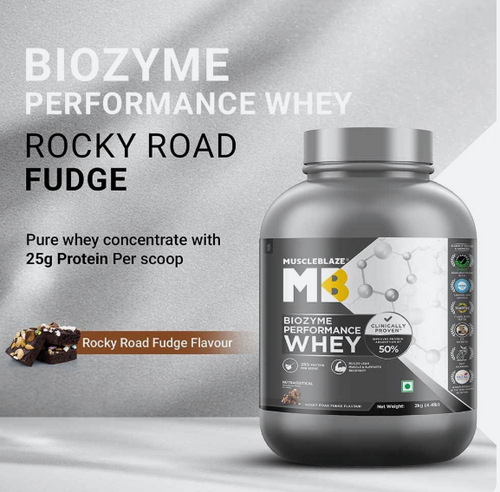 MuscleBlaze Biozyme Performance Whey I 2kg I Rocky Road Fudge