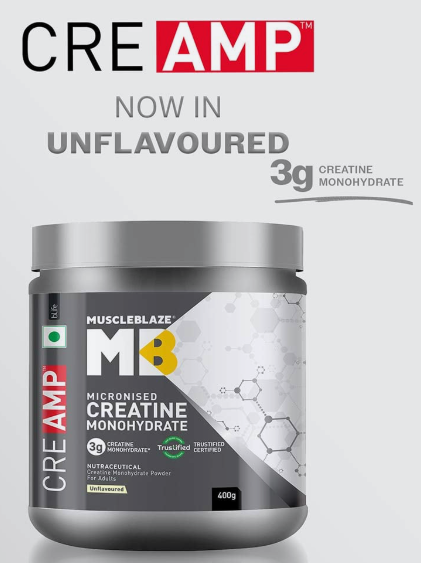 MuscleBlaze Creatine Monohydrate CreAMP I 400g I Unflavoured
