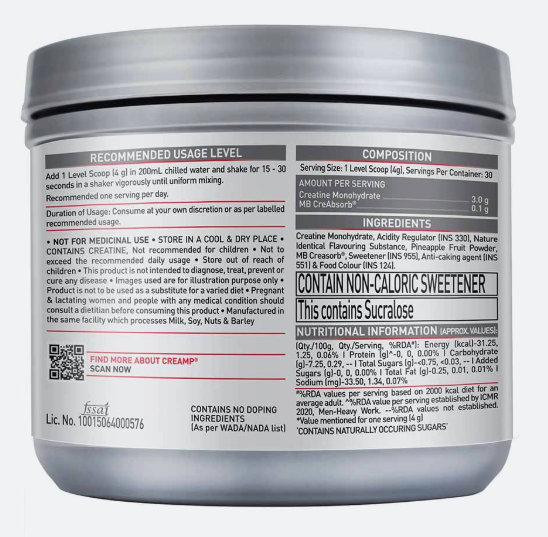 MuscleBlaze Creatine Monohydrate CreAMP I 120g I Candy Rush
