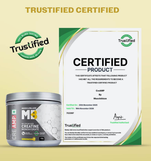 MuscleBlaze Creatine Monohydrate CreAMP I 120g I Citrus Blast