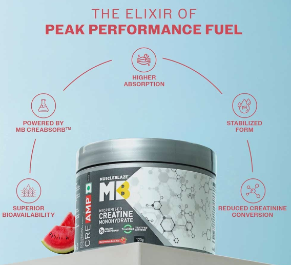MuscleBlaze Creatine Monohydrate CreAMP I 120g I Watermelon Kool Aid