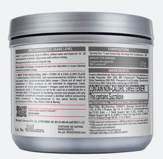MuscleBlaze Creatine Monohydrate CreAMP I 120g I Watermelon Kool Aid