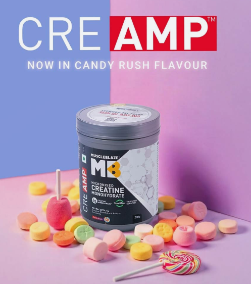 MuscleBlaze Creatine Monohydrate CreAMP I 320g I Candy Rush