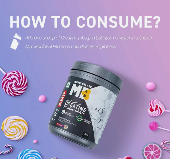 MuscleBlaze Creatine Monohydrate CreAMP I 320g I Candy Rush