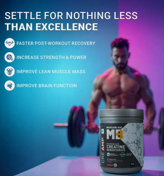 MuscleBlaze Creatine Monohydrate CreAMP I 320g I Candy Rush