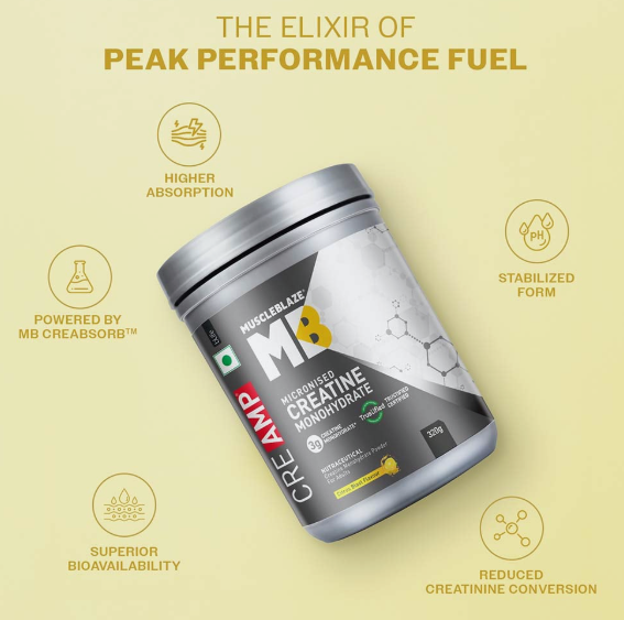 MuscleBlaze Creatine Monohydrate CreAMP I 320g I Citrus Blast