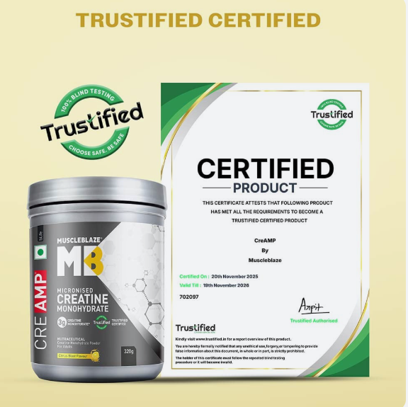 MuscleBlaze Creatine Monohydrate CreAMP I 320g I Citrus Blast