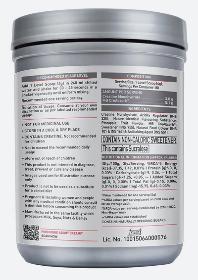 MuscleBlaze Creatine Monohydrate CreAMP I 320g I Citrus Blast