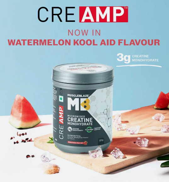 MuscleBlaze Creatine Monohydrate CreAMP I 320g I Watermelon Kool Aid