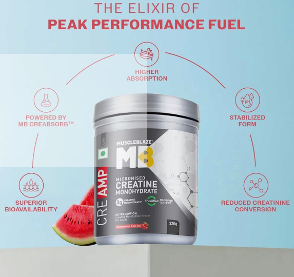MuscleBlaze Creatine Monohydrate CreAMP I 320g I Watermelon Kool Aid