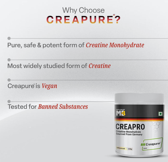 MuscleBlaze CreaPRO Creatine with Creapure® Powder from Germany I 100g I Unflavoured