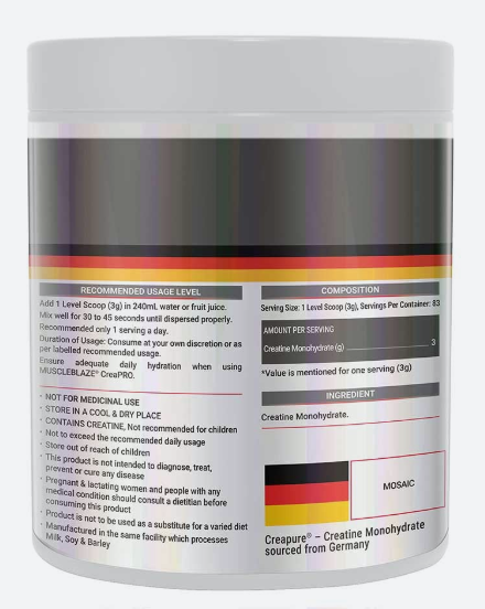 MuscleBlaze CreaPRO Creatine with Creapure® Powder from Germany I 100g I Unflavoured