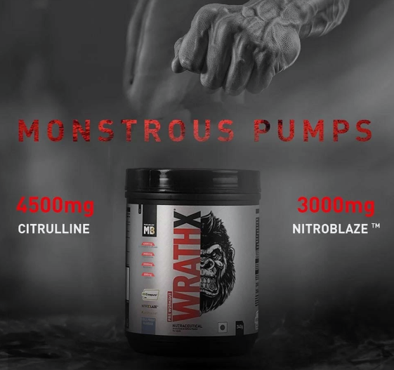 MuscleBlaze Pre-Workout WrathX I 340g I Sour Green