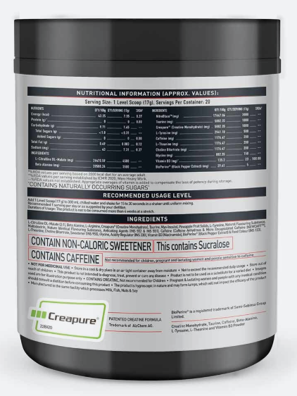 MuscleBlaze Pre-Workout WrathX I 340g I Fruit Puch