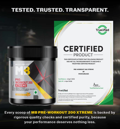 MuscleBlaze Pre-Workout 200 Xtreme I 200g I Tangy Orange