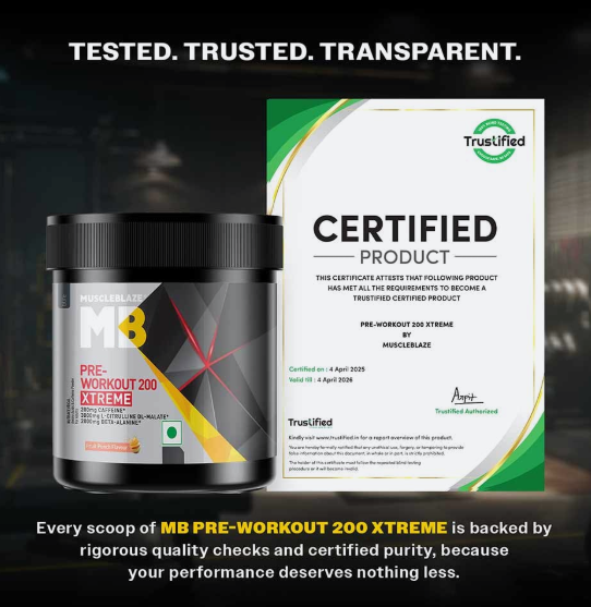 MuscleBlaze Pre-Workout 200 Xtreme I 200g I Fruit Punch